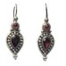 Earrings silver 925 sterling dangle drop women garnet stone C 424